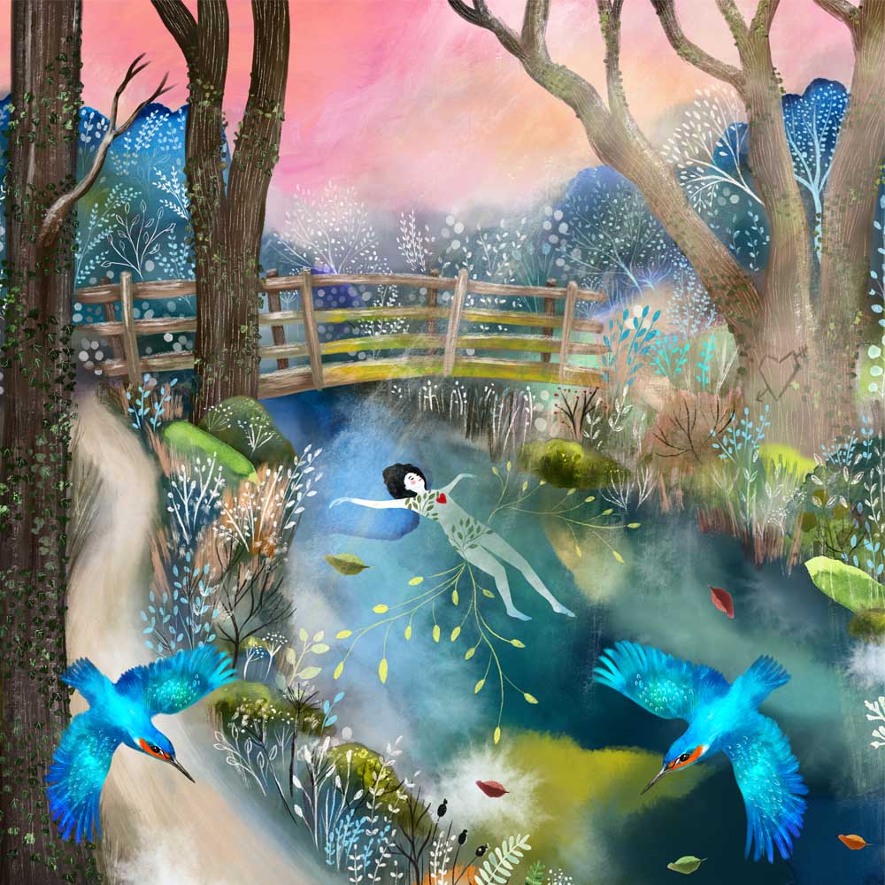 Kingfishers at dusk