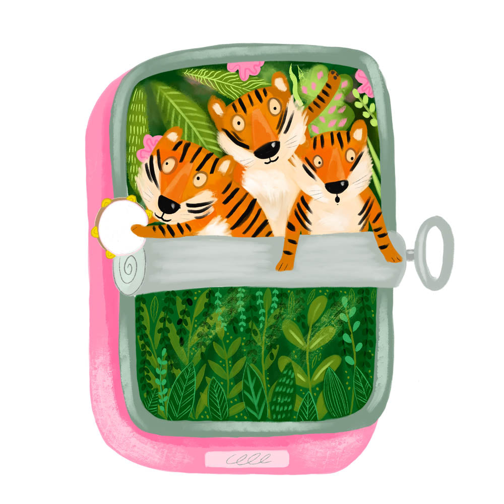 Tigers in a tin (one plays tambourine)